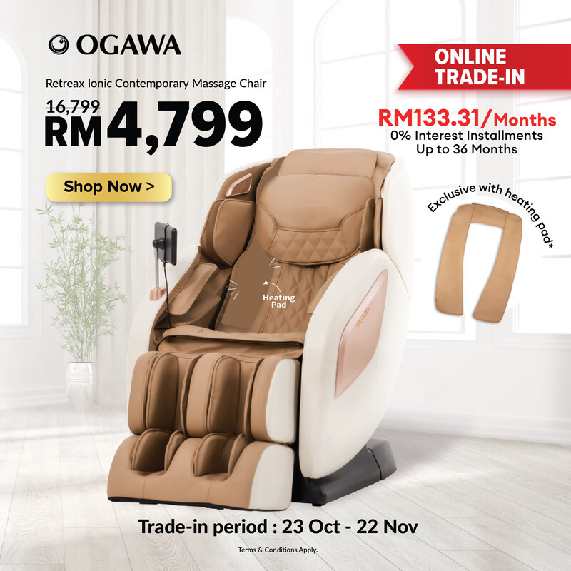 Trade In NEW Arrival Ogawa RetreaX Ionic Contemporary Massage Chair with Heating Pad Free Massage Chair